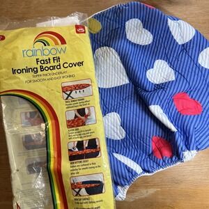 Vintage Ironing Board Cover & Pad Set MCM Rainbow Hearts New!‎